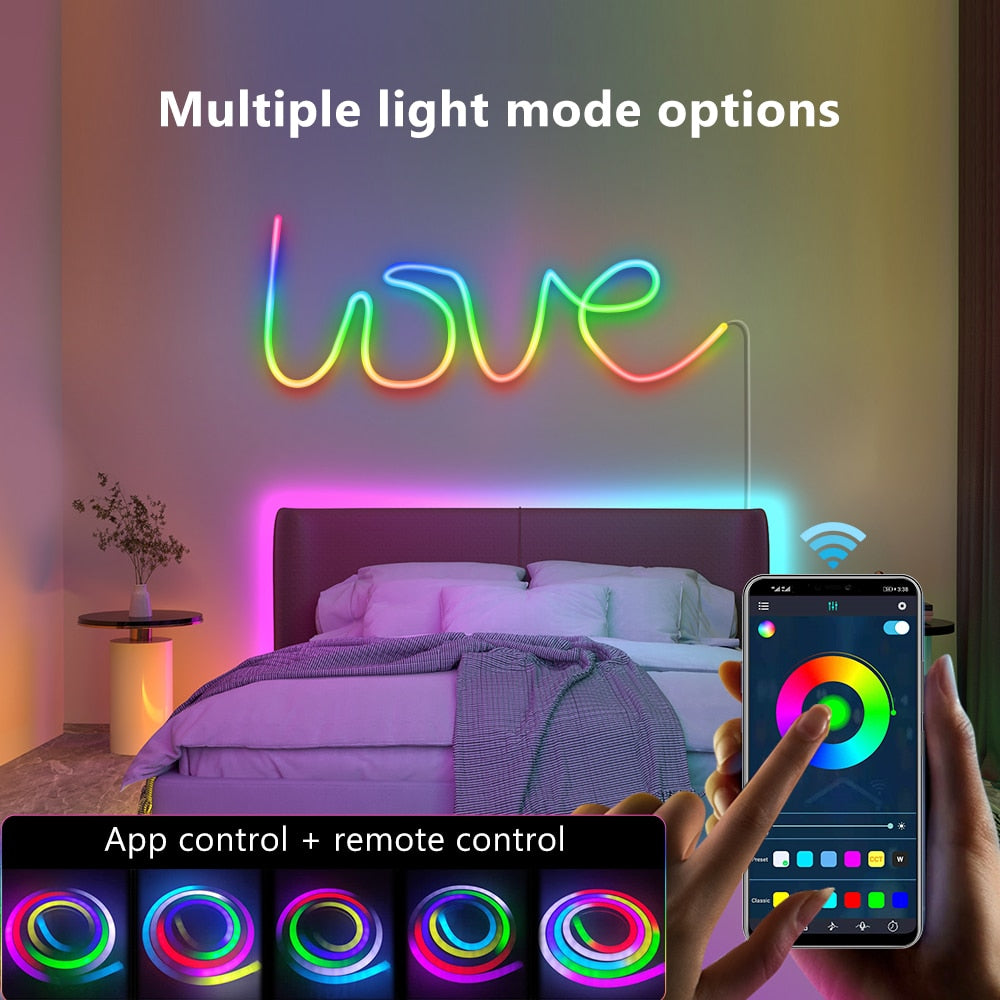 RGB Flexible Neon Rope with Music Sync Smart App, 16 Million DIY Colors, Works with Alexa, Google Assistant