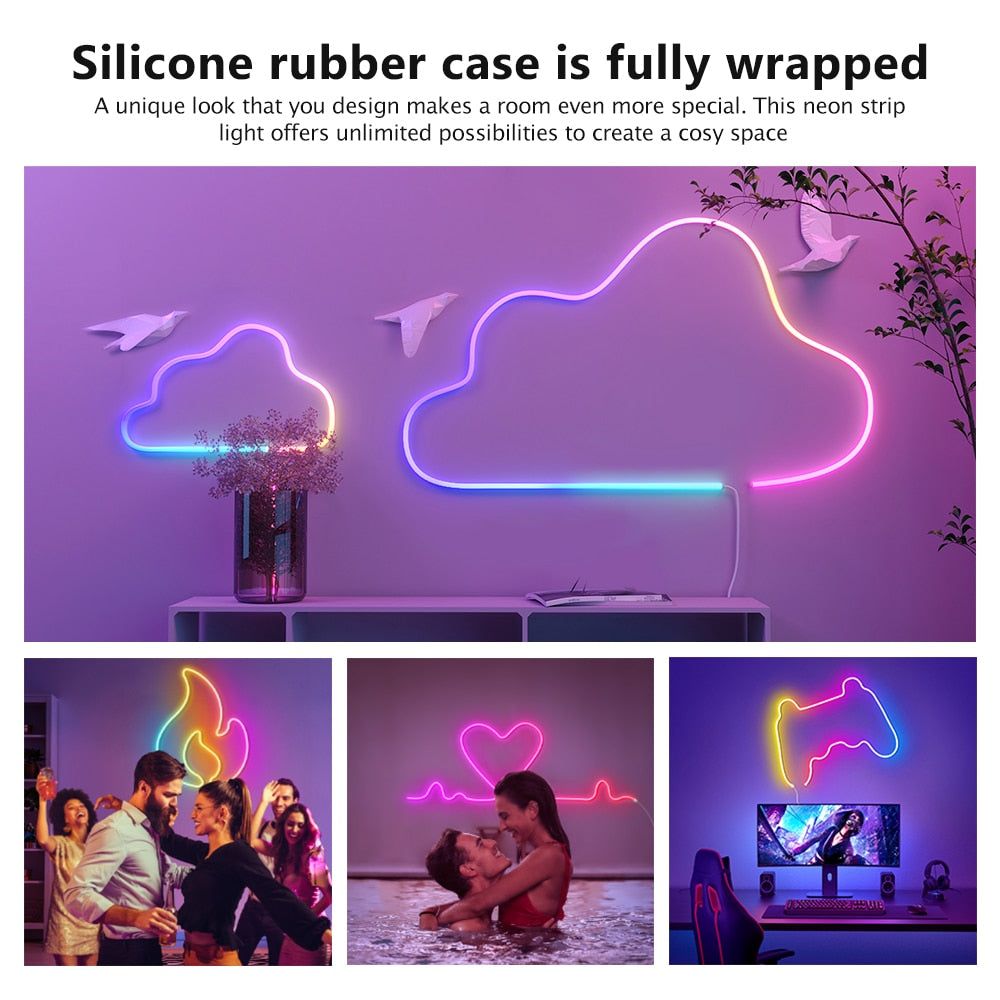 RGB Flexible Neon Rope with Music Sync Smart App, 16 Million DIY Colors, Works with Alexa, Google Assistant