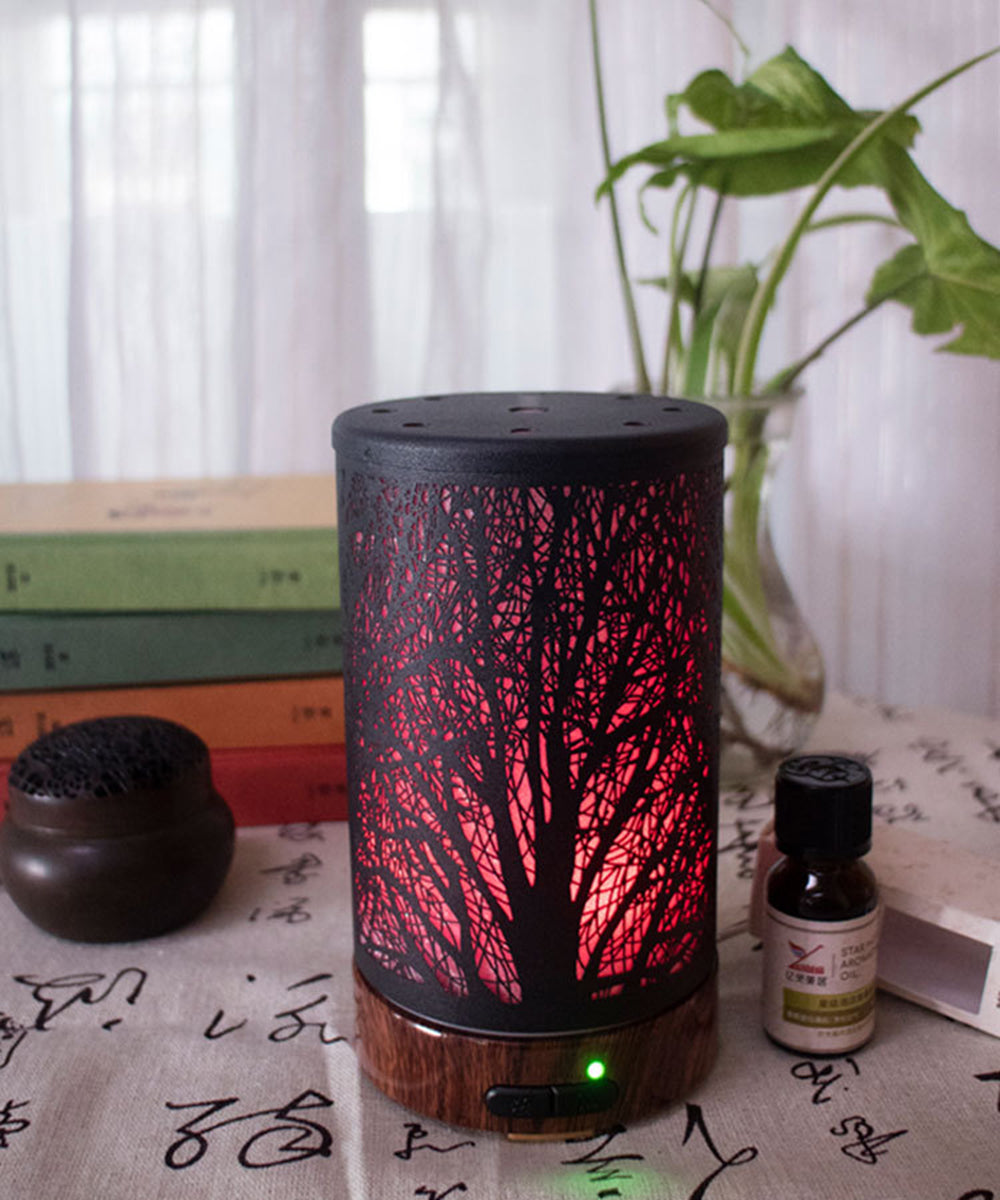 Essential Oil Diffuser Wood Shading Ultrasonic Aromatherapy Diffuser 100ml 7 Color Changing Lights for Bedroom