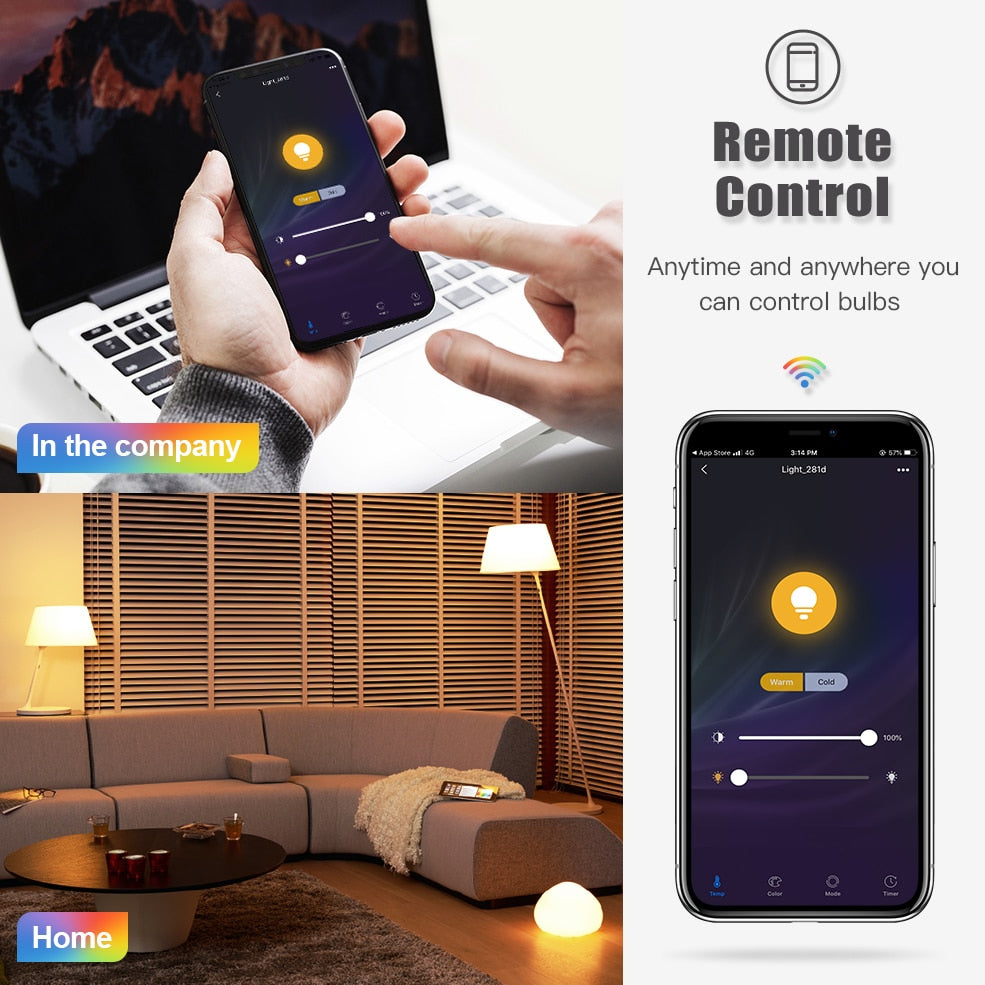 Smart RGB Bulb With Siri Voice Control Work with Alexa Google For Home