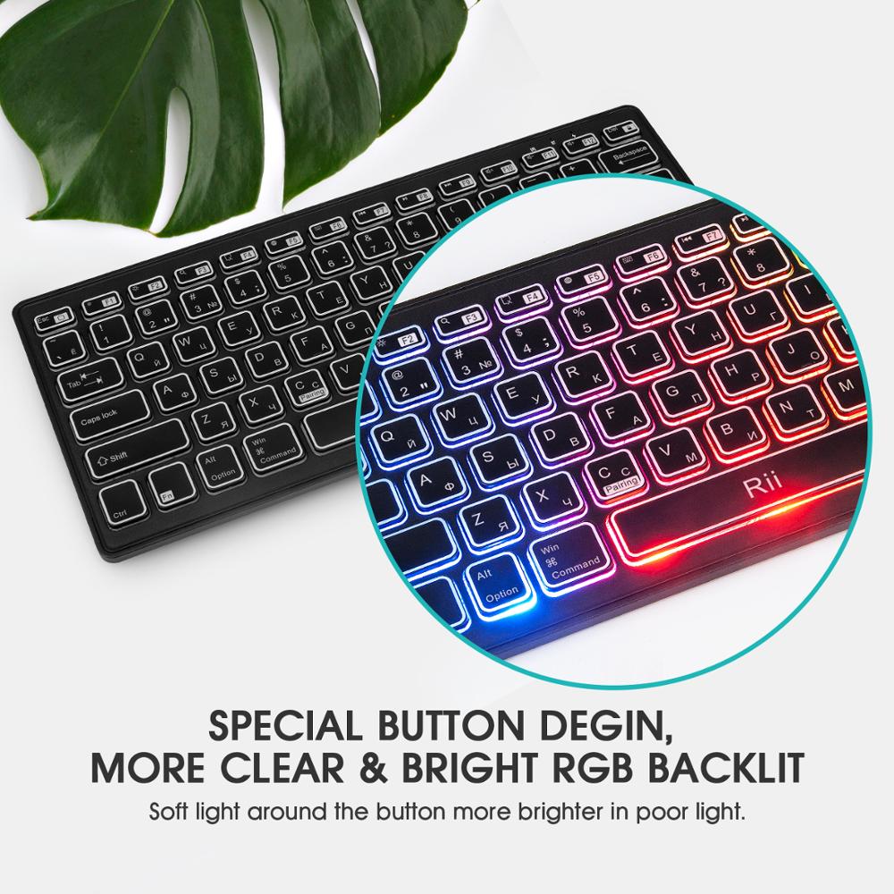 Neat Bluetooth 5.0 Wireless Multiple Color Rainbow LED Backlit Keyboard With Rechargeable Battery For iOS Android and MacBook