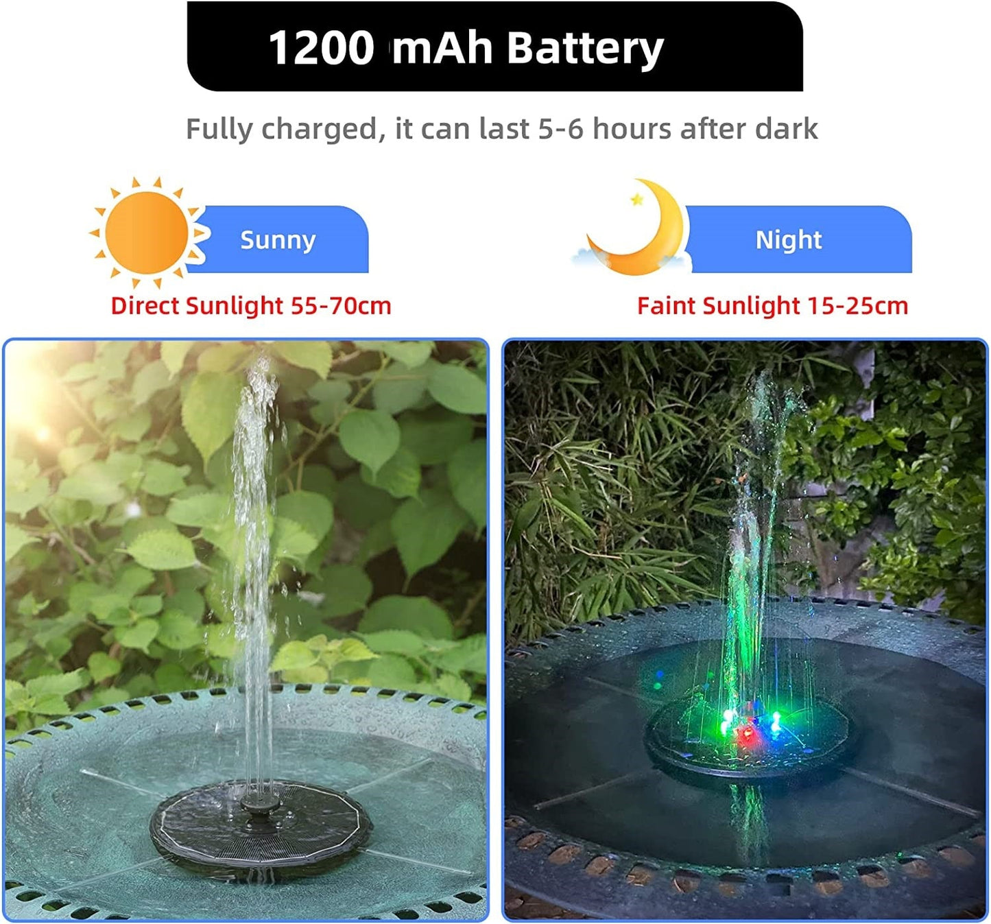 Solar Water Fountain pump with LED Lights (3W with 7 Nozzles & 4 Fixers)