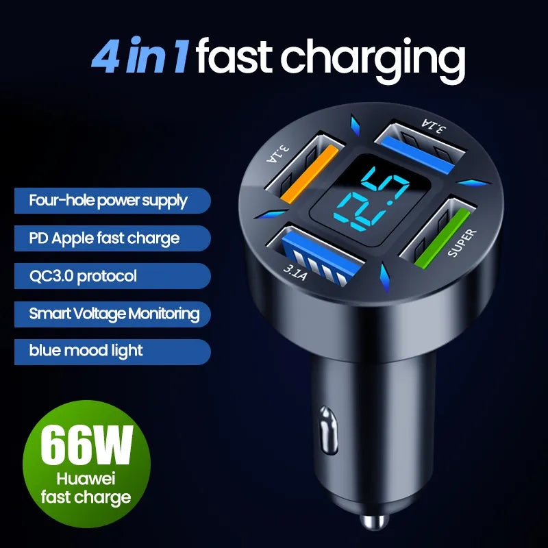66W 4 Ports USB Fast Charger