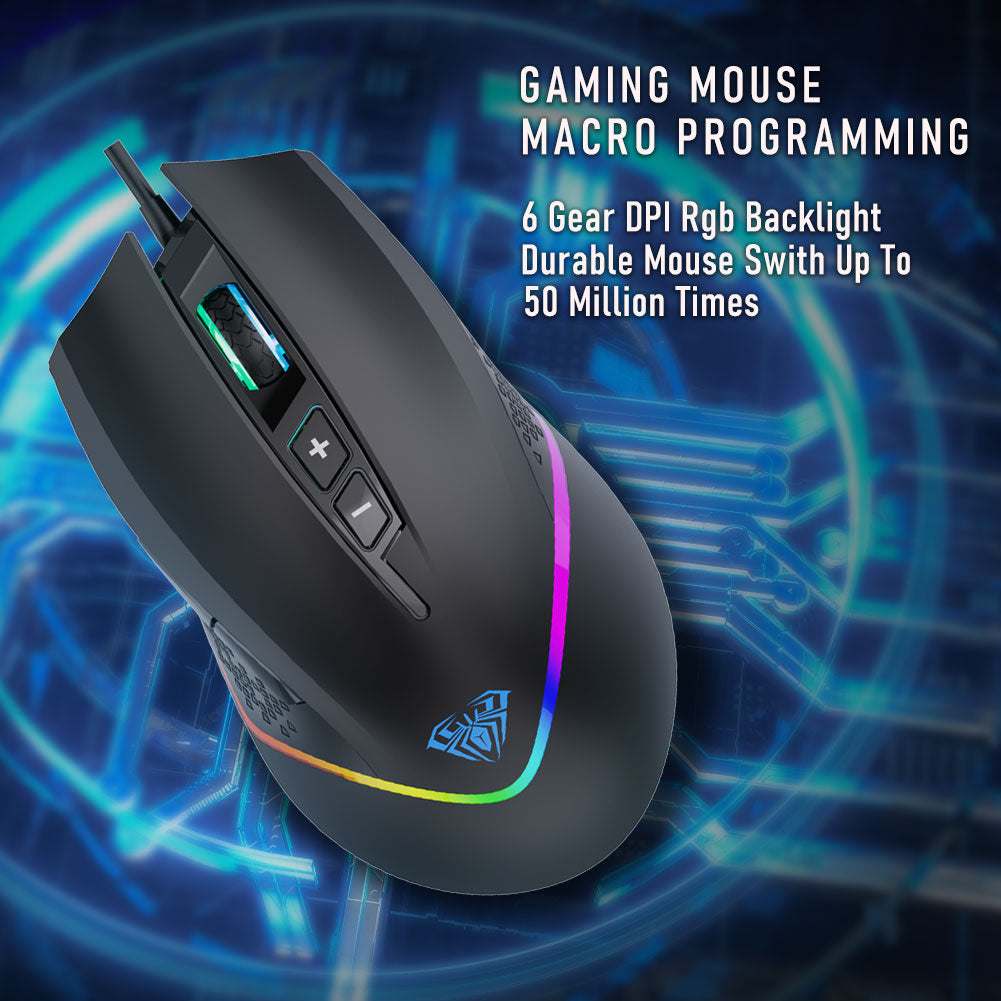 AULA F805 RGB Gaming Mouse 6400DPI Wired