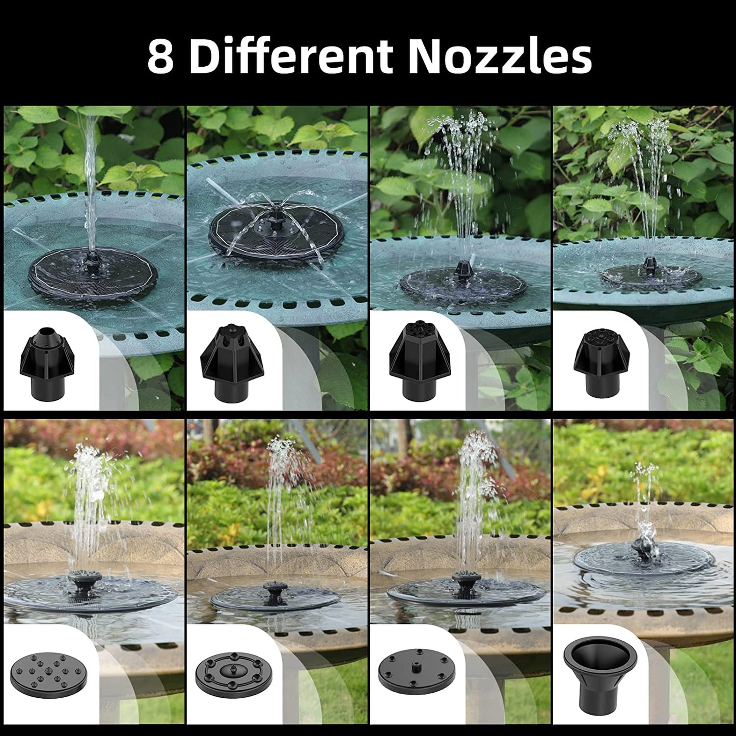 Solar Water Fountain pump with LED Lights (3W with 7 Nozzles & 4 Fixers)