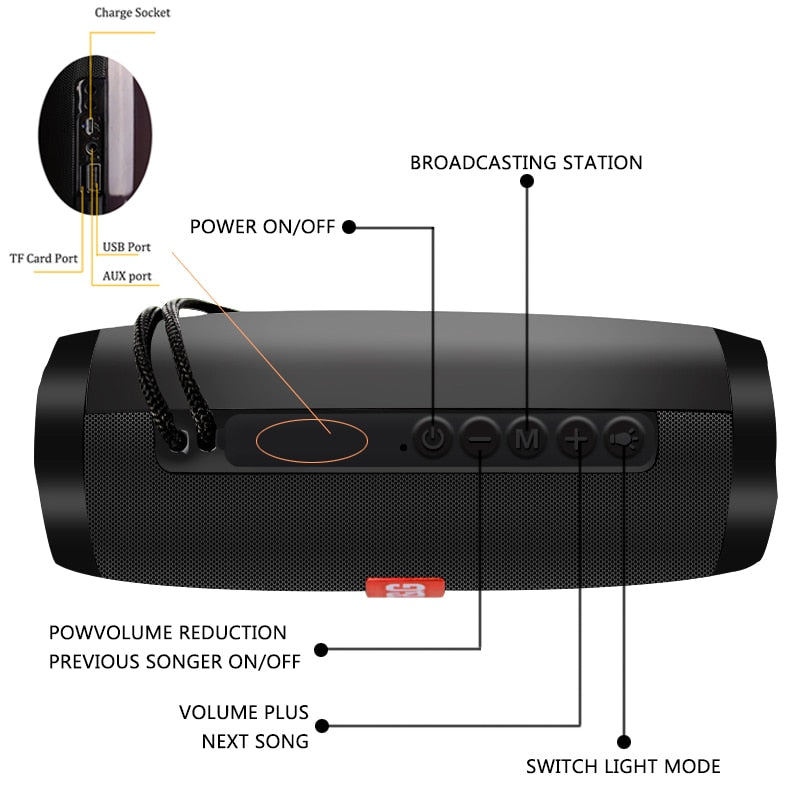 Wireless Bluetooth Speaker with LED Light