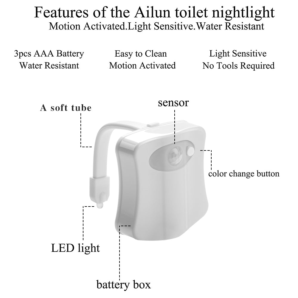 Smart Bathroom Toilet LED Nightlight