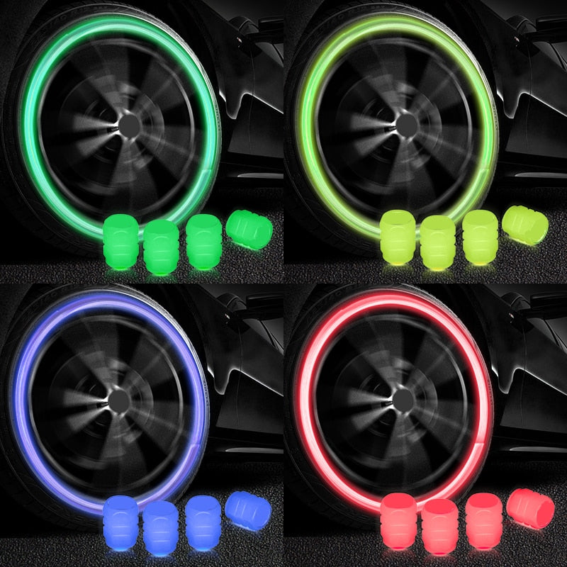 Glow in the Dark Caps for Car/Bike Wheel (4 pack)